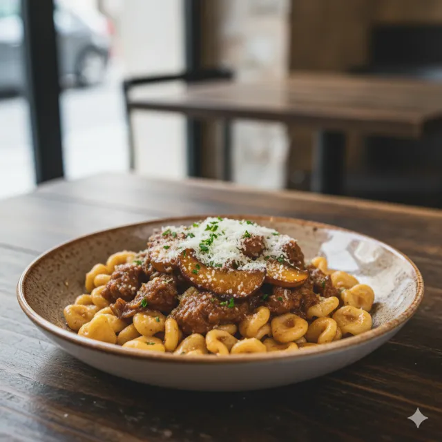 Cavatelli con Ragù di Salsiccia e Funghi Cardoncelli